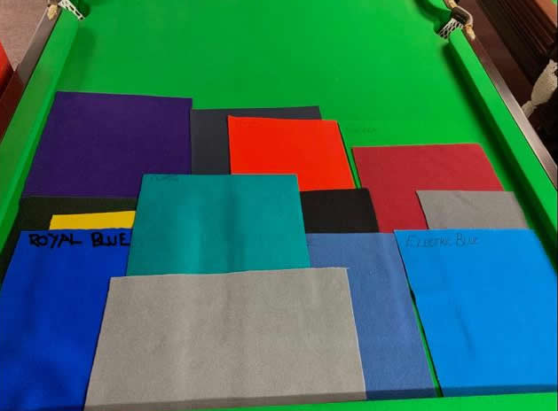 Billiard cloth colour options